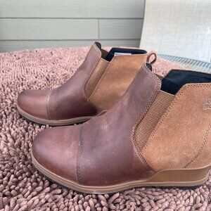 Sorel Ankle Boots Booties Brown Leather and Suede Size 9